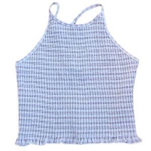 SO BRAND WOMENS JUNIOR PURPLE AND WHITE SMOCKING SUMMER TANK TOP SIZE LARGE
